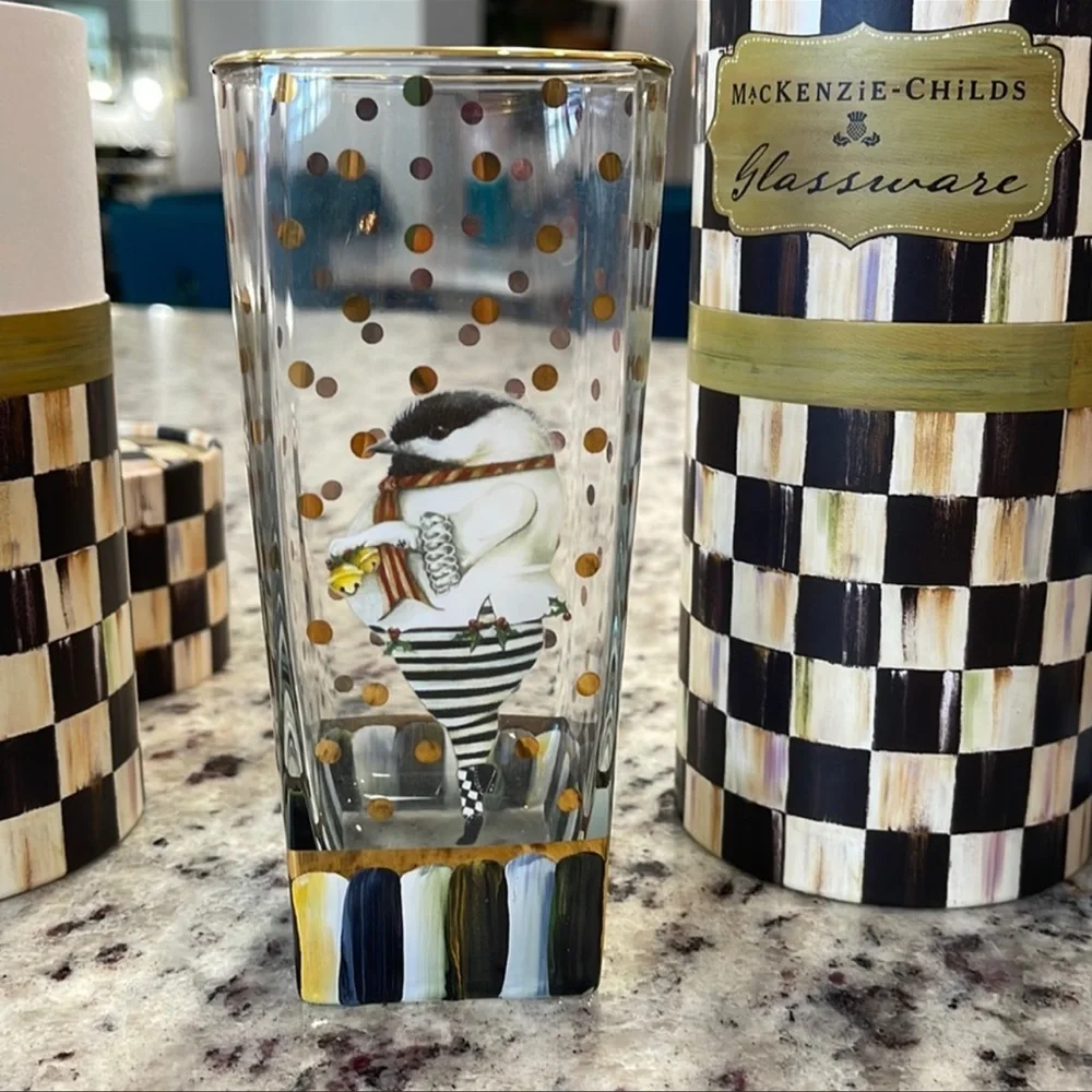 Mackenzie Childs Mylittle Chickadee Cooler tall glasses penguin 🐧 - Picture 3 of 6